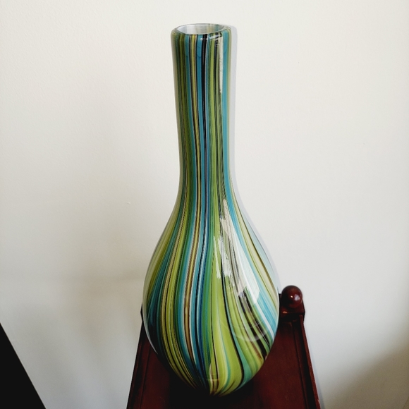 Murano Missoni Style Art Glass Vase 15.5 Inches - Picture 3 of 8